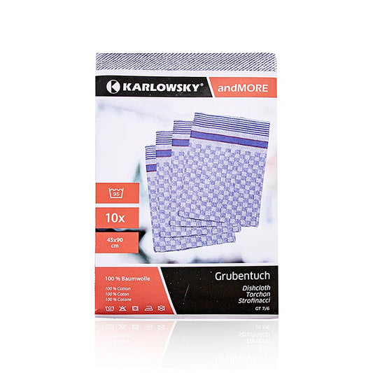 Chiffon pour la cuvette Bleu, 45x90cm, coton grossier, Karlowsky, 10 pces