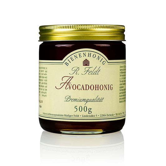 Flüssiger Avocadohonig aus Mexiko mit leichtem Pflaumenaroma, hergestellt aus den Nektar der Avocadoblüten, reich an Nektar und köstlichem Blütenstaub, von Bienen bestäubt und geschmacklich fruchtig und kräftig, ideal für Liebhaber von aromatischem Honig, 500g