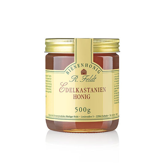 Imkerei Feldt - Edelkastanien-Honig, mittelbraun, flüssig, zartbitter, 500 g