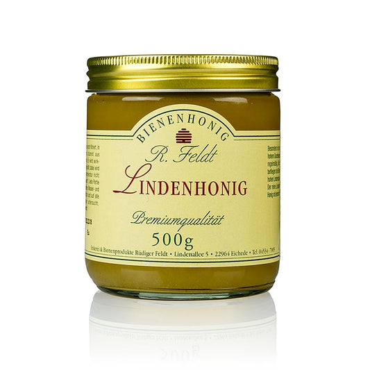 Linden-Honig, Deutschland, hell, cremig, kräftig-frisch, sommerlich, 500 g - Kräftiger und frischer Honig mit typischem Lindenhonig Aroma, von Bienen in norddeutscher Tiefebene gesammelt