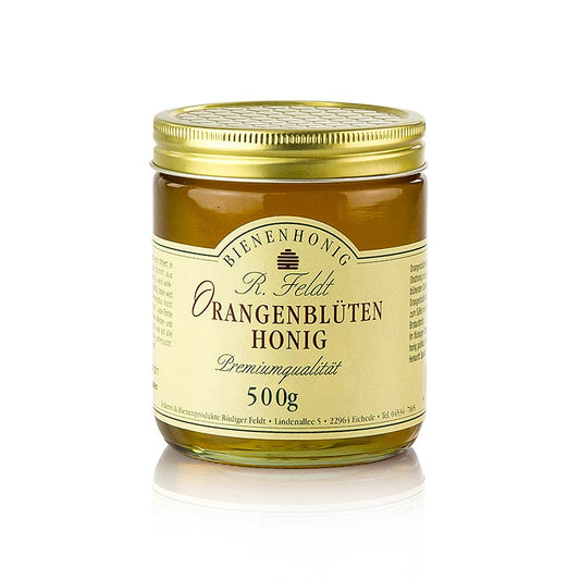 Goldener, flüssiger Orangenblüten-Honig aus Spanien, ideal zum Süßen von Tee und Joghurt, lieblich duftend