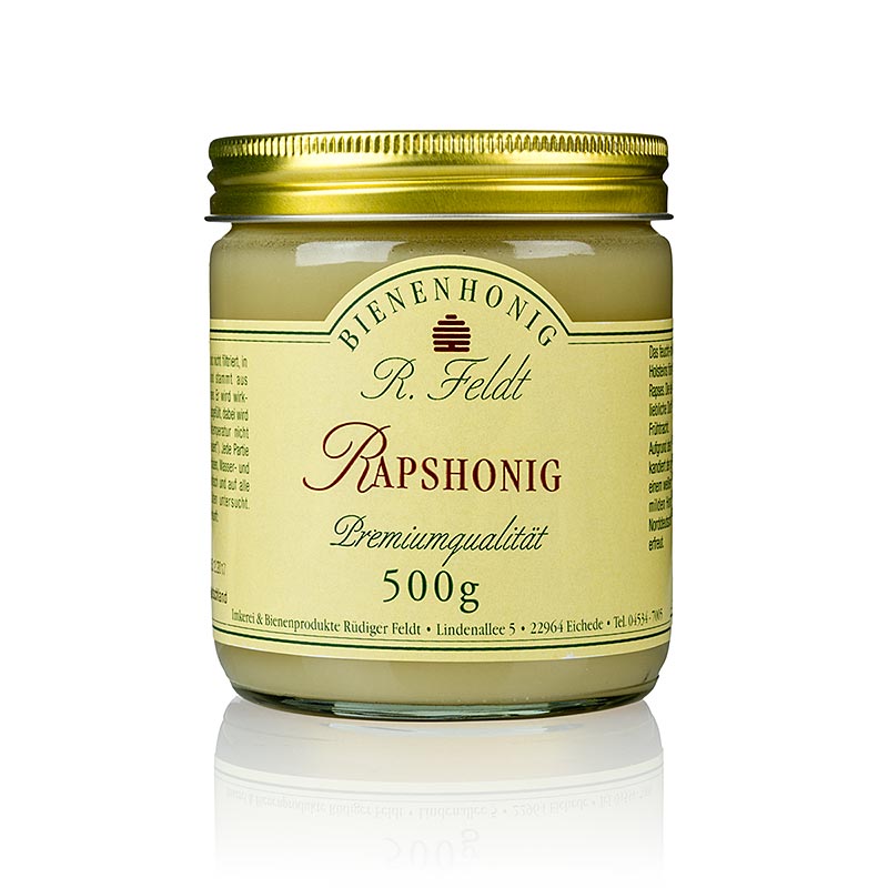 500 g of creamy, fine-floral, mild white rapeseed honey from Northern Germany (English)