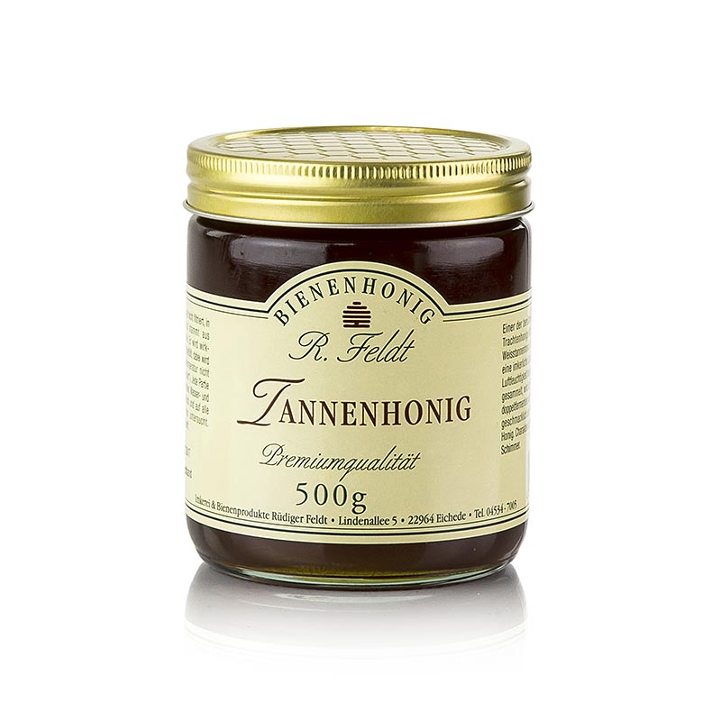 Tannen-Honig, Deutschland, echte Weißtanne, schwarz, flüssig, malzig, würzig, 500 g - Natürlicher Honig aus Deutschland, hergestellt aus echter Weißtanne, mit einer dunklen Farbe und einem malzigen, würzigen Geschmack, in einer 500 g Flasche