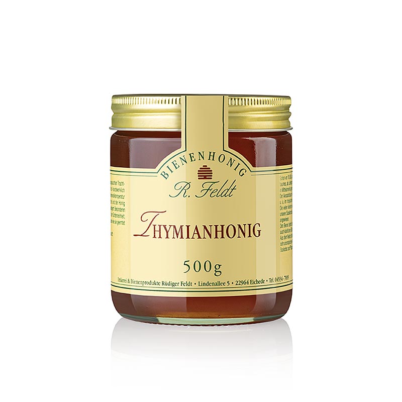 Imkerei Feldt - Thymian-Honig, wilder Bergthymian, kräuterartig, hocharomatisch, 500 g