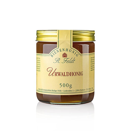 Apiculture Feldt : miel de forêt vierge, texture liquide à crémeuse, doux et aromatique, 500 g