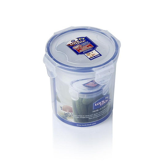 Frischebox Lock & Lock, 700 ml, rund 101x118mm, 1 St - Luft- und wasserdichte Frischhaltebox mit Sicherheitsverschluss und Silikondichtung, stapelbar, geeignet für Spülmaschine, Mikrowelle und Tiefkühlgeräte gemäß Bedienungshinweis