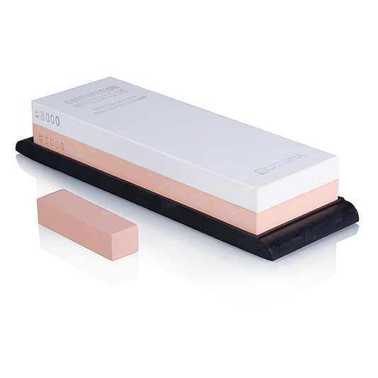 Chroma ST-3/8 Schleifstein, Körnung 3000/8000, mit Halterung, 182x61x25mm, 1 St - Hochwertiger Schleifstein mit doppelseitiger Körnung und praktischer Halterung, Abmessungen 182x61x25mm, 1 Stück