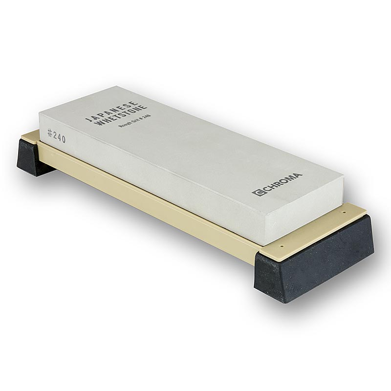 Chroma ST-240 Pierre à aiguiser, grain 240, avec support, 210x75x23mm, 1 pc