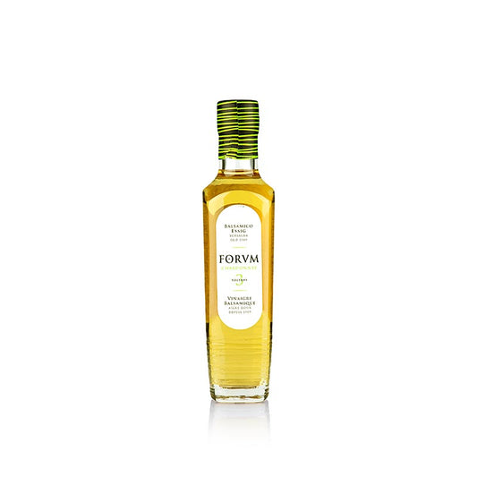 Chardonnay Balsamico im Holzfass gereift, FORVM, 250 ml - Spanische Spezialität in Eichenholzfässern gereift, süßes und kräftiges Bouquet, ideal zu Fisch- und Fleischgerichten Ungefiltert mit normalem Bodensatz