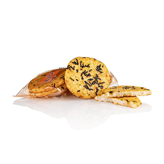 Crackers de riz - Bin Bin Rice Crackers, ø env. 7cm, assaisonnés d'algues & de sauce soja, 135 g