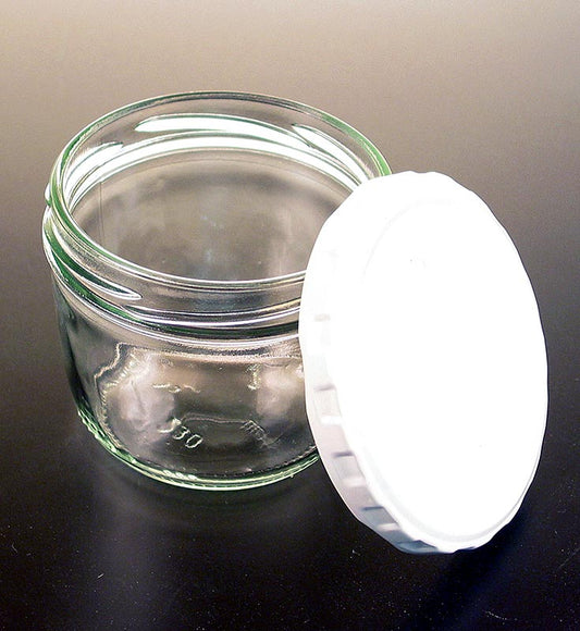 Einmachglas Sturzglas mit einem Durchmesser von 82mm und einem Fassungsvermögen von 230 ml, rund, ohne Deckel, ideal für Konfitüren und Gelees Passende weiße Deckel unter Art 10519 und goldfarbene Deckel unter Art 21487 erhältlich