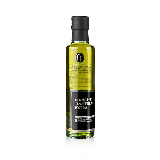 Olivenöl Nativ m weißer Trüffel-Aroma (Trüffelöl) (TARTUFOLIO), Appennino, 250 ml - Feines natives Olivenöl aus der Emilia-Romagna mit dem einzigartigen Geschmack von weißem Trüffel, ideal zu Spargelgerichten