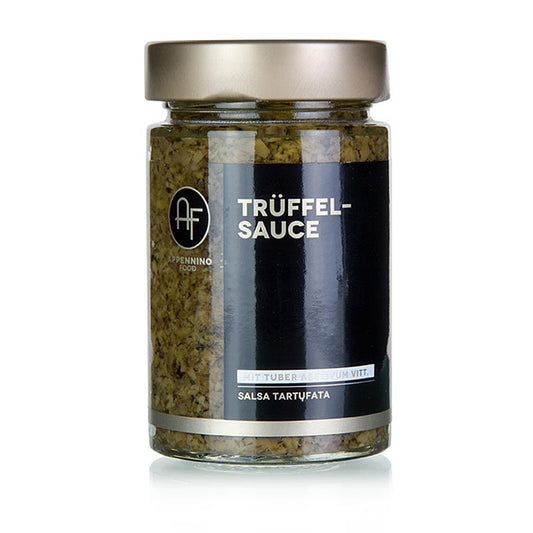 Trüffelsauce (SALSA Tartufata), mit Sommertrüffel, Appennino, 180 g - Wunderbare Sauce aus Sommertrüffel und Champignons, ideal für die italienische Küche und perfekt zu gegrilltem Fleisch