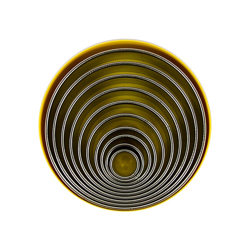 10-teiliges Edelstahl-Ausstecher Set mit Rundringen, 30mm hoch, ø 2,2 - 14cm