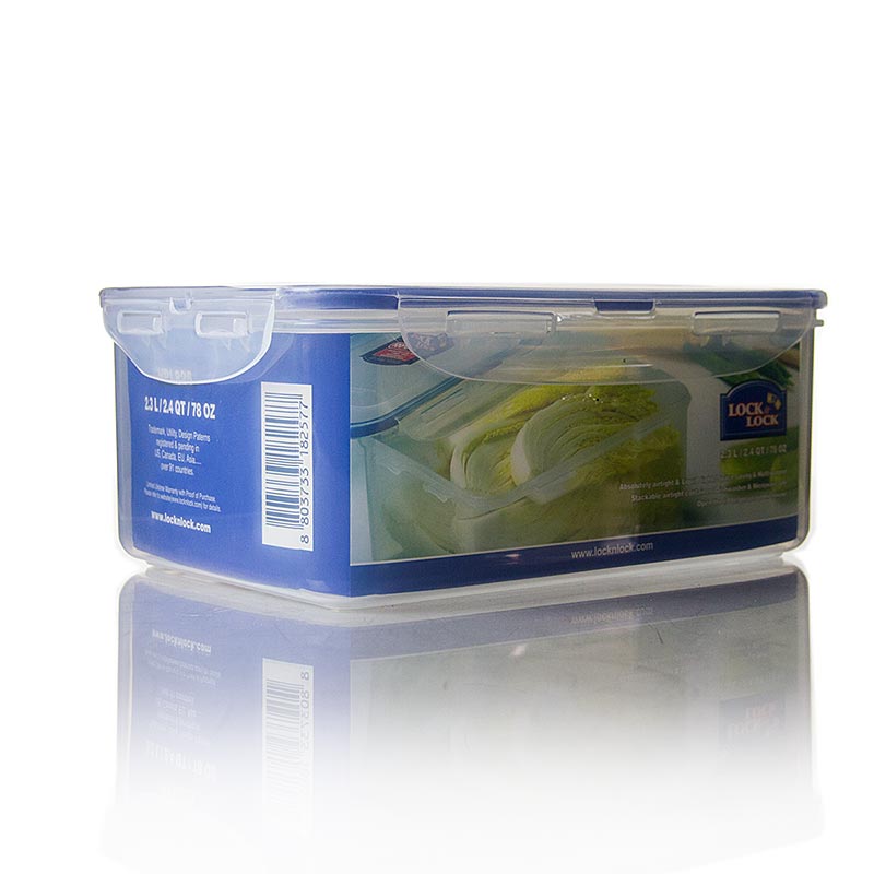 Frischebox Lock & Lock, 2,3 l, rechteckig 232x165x95mm, 1 St - Luft- und wasserdichte Frischhaltebox mit Sicherheitsverschluss und Silikondichtung, geeignet für Spülmaschine, Mikrowelle und Tiefkühlgeräte