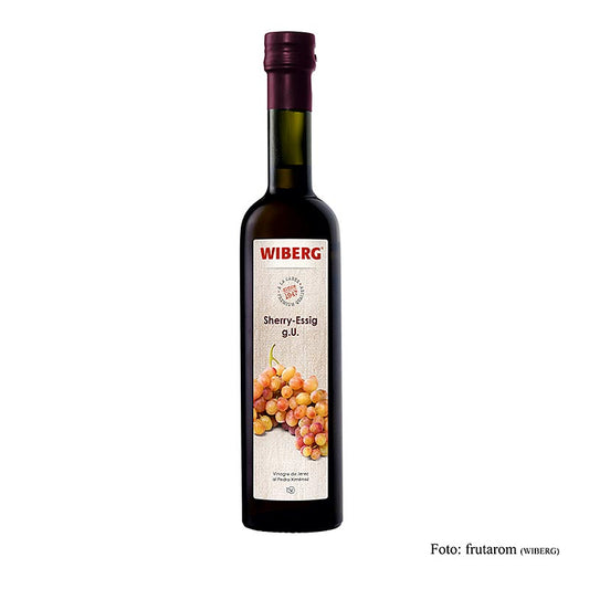 Wiberg Sherry-Essig Reserva, aus Pedro Ximénez Trauben, 7% Säure, 500 ml - Spritziger Essig mit Trockenfrucht-Aroma, ideal für Salatdressings und Marinaden
