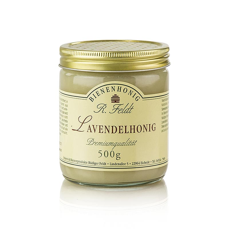 Lavendel-Honig, Frankreich, weiß, cremig, vollblumig, 500 g: Violett blühende Lavendelsträucher in der Provence, charakteristisch für mediterranen Sonnenschein, fester Konsistenz und vollblumiges Aroma