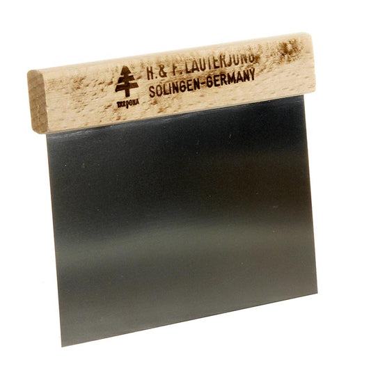 Teigschaber aus Edelstahl mit ergonomischem Holzgriff für präzises Arbeiten in der Küche