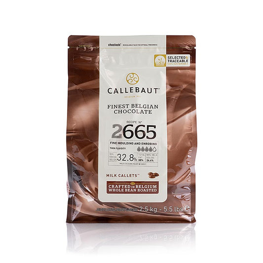 Schokoladen-Callets mit 33% Kakao, dünnfließend, ideal zum Überziehen von Desserts und Pralinen, 2,5 kg