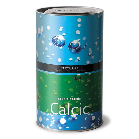 600g of Texturas Ferran Adrià Calcic (Calciumchlorid) E 509 product packaging (English)