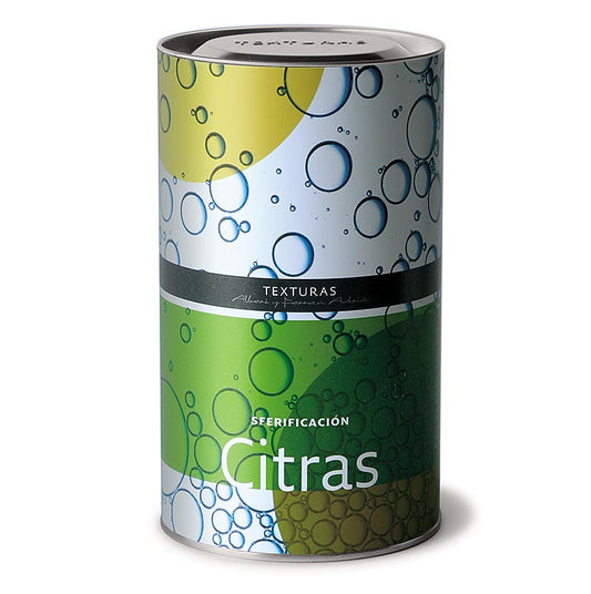 600 g container of Citras (Sodium Citrate), a product by Texturas Ferran Adrià with E 331 ingredient code in English