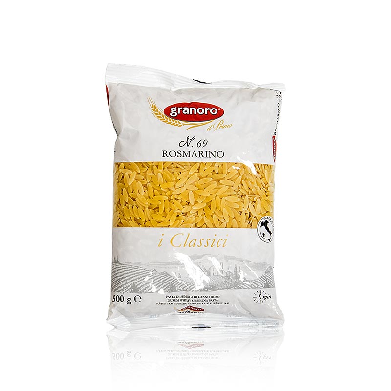 Granoro Rosmarino, Reiskornnudeln, mittlere Größe, No69, 500 g - Perfekte Nudeln als Beilage oder Einlage in Suppen, ideal für Nudel-Risotto