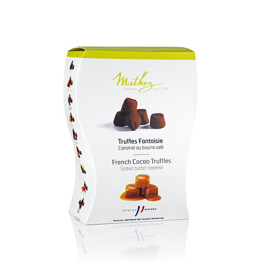 Französische Trüffelkonfekt-Pralinen von Mathez mit Karamell-Knusper und gesalzener Butter