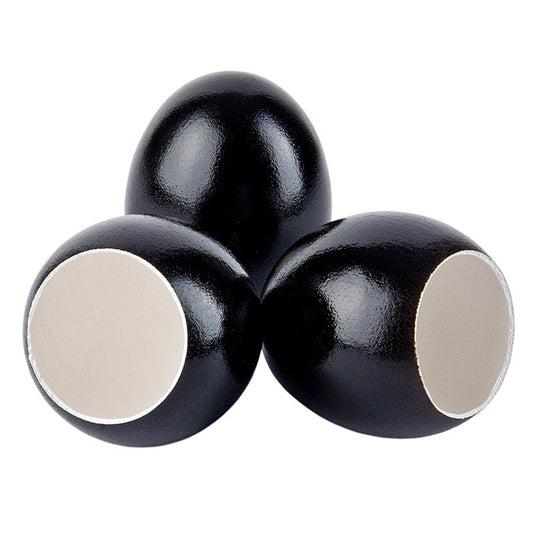 Leere schwarze Eierschalen zum Befüllen, hygienisch einwandfrei, perfekt für süße oder pikante Füllungen bei Desserts oder Zwischengängen Nicht zum Erhitzen geeignet, behält gleichmäßige, glänzende Farbe bei