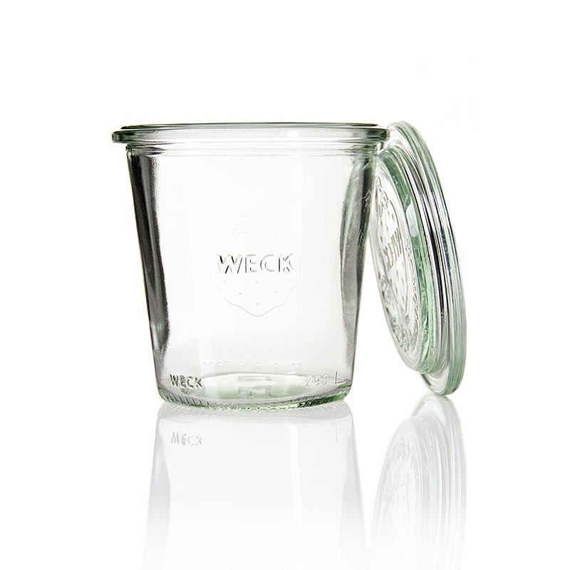 Ein hochwertiges Einmachglas von Weck, ø 80mm, 87mm hoch, 290 ml, ohne Klammern und Gummiring, ideal zum Einkochen von Früchten und Gemüsen