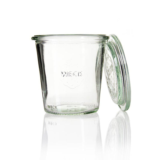 Ein hochwertiges Einmachglas von Weck, ø 80mm, 87mm hoch, 290 ml, ohne Klammern und Gummiring, ideal zum Einkochen von Früchten und Gemüsen