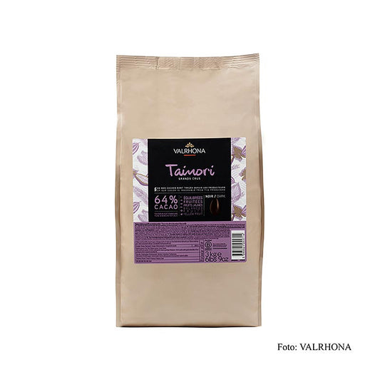 Valrhona Tainori Grand Cru Couverture Callets mit 64% Kakao aus der Dominikanischen Republik, 3 kg - sorgfältig ausgewählter Trinitario-Kakao von alten Plantagen, mit Aromen von gelben Früchten, frischen Zitrusfrüchten und Trockenfrüchten