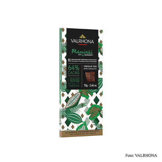 Valrhona Manjari - Bitterschokolade, 64% Kakao, Madagaskar, 70 g: Frische, feine Säure und elegantes Bukett mit Noten von roten Früchten Ideal als kleine Aufmerksamkeit!