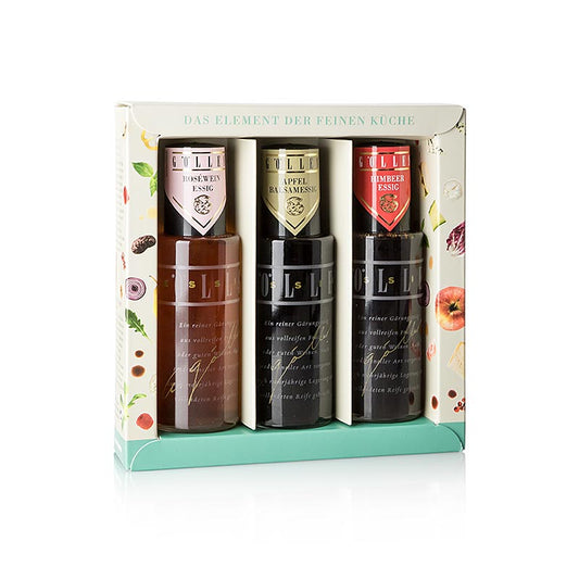 Gölles Essig-Zerstäuber-Set: Himbeer-, Schilcher- und Balsam-Apfelessig, 375 ml, 3 x 125ml - Trio mit 8 Jahre gereiftem Balsam-Apfelessig, Himbeer-Essig und feinem Schilcher-Essig aus Blauer Wildbacher