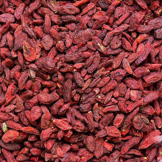 Getrocknete Goji-Beeren (Wolfberry, Ninjiang himalajan) in einer 500 g Verpackung