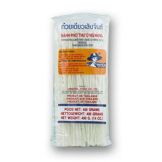 Reis Tagliatelle, 1mm breit, 400 g - transparente Nudeln aus Reismehl und Wasser, ideal mit kräftig würziger Soße servieren