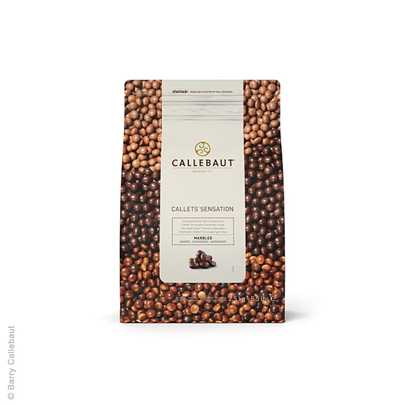 Callets Sensation Marbled, perle di cioccolato marmorizzate, 38,9% Cacao, 2,5 kg
