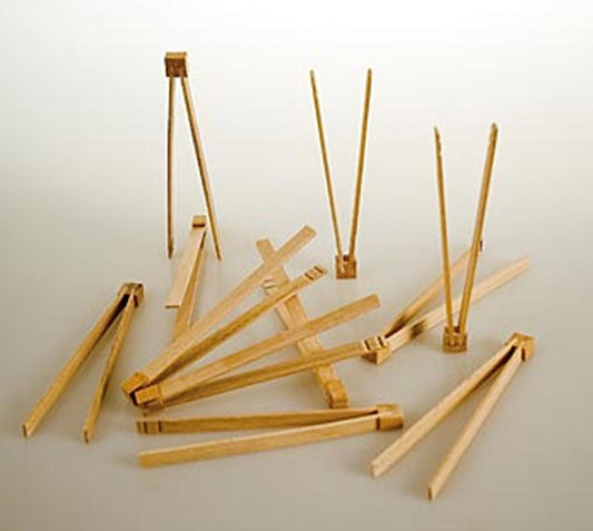 Snax Fingerfoodzange (Pinzette), aus Buchenholz, 11,5cm, 50 St - Holz-Zange zum Servieren von Fingerfood, 11,5 cm lang, 50 Stück