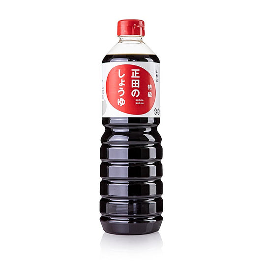 Soja-Sauce - Shoyu, Koikuchi, Japan, 1 l: Flasche Sojasauce mit kräftigem Geschmack, hergestellt aus Sojabohnen und Weizenmehl, ideal als Salzersatz, Marinade und Würzmittel in der asiatischen Küche