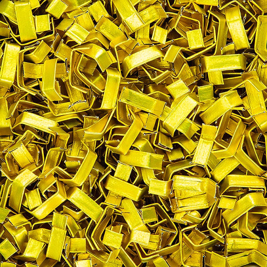 Clippfix Verschluss in gold für Polyprop-Bodenbeutel und Zellglasbeutel, Packung mit 1000 Stück, ideal für Art16852, 19822, 23614, 26524, 30493 Blockbodenbeutel und Zellglasbeutel