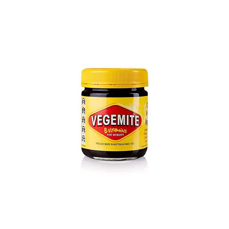 Vegemite - konzentriertes Hefeextrakt, Würzpaste als Brotaufstrich, 220 g, a savory spread made from concentrated yeast extract, perfect for adding flavor to your toast or sandwiches