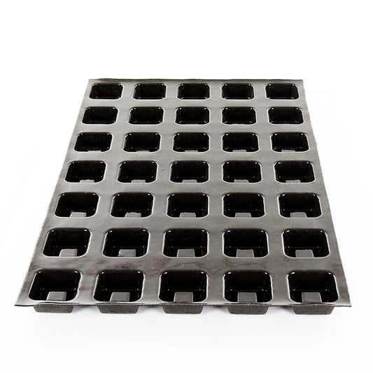 Backform aus Flexipan-Matte 60x40cm, 35 quadratische Savarins 56x56mm, 24mm tief, 45ml, No1105, hohe Antihaftfähigkeit und Langlebigkeit Geeignet für süße und herzhafte Rezepte, temperaturbeständig von -40 °C bis +280°C Ideal für 2000-3000 Backvorgänge