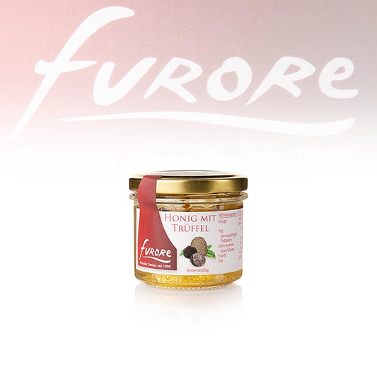 Bregenzerwälder Bienenhonig mit Sommer-Trüffelstücken, Furore, 120 g - Einzigartiger Trüffelhonig aus Bregenzerwälder Bienenhonig und Sommer-Trüffeln, sorgfältig von einer Haubenköchin aus dem Bregenzerwald hergestellt