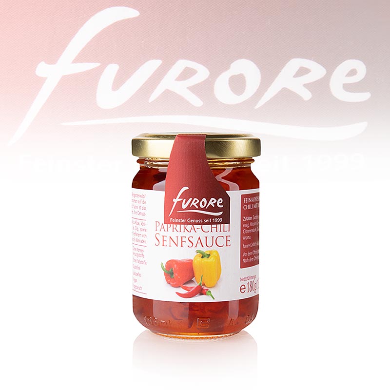 Paprika-Chili-Senf-Sauce, idealer Dip zu Gebackenem, Gegrilltem, Gebratenem, zum Würzen und Marinieren von Fleisch und Fisch, Verfeinerung von Saucen