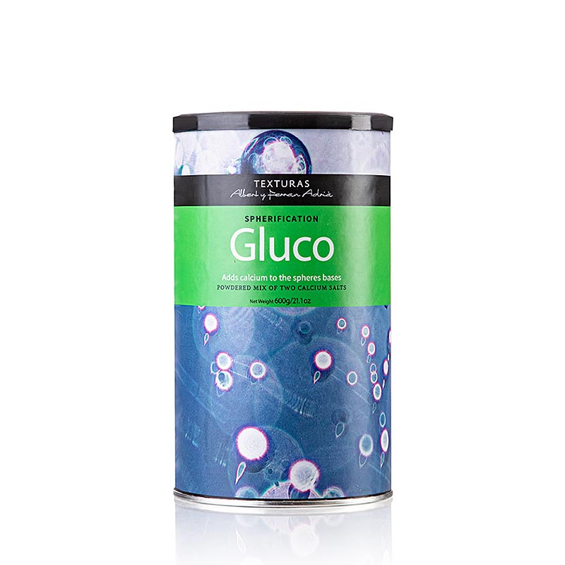 Gluco (Calciumglukonat und -lactat), Texturas Ferran Adrià, E 578, E 327, 600 g - Hohe Calciumkonzentration, ideal für umgekehrte Sferificacion, geschmacksneutral, einfach zu lösen, arbeitet mit säure-, alkohol- und fetthaltigen Zutaten