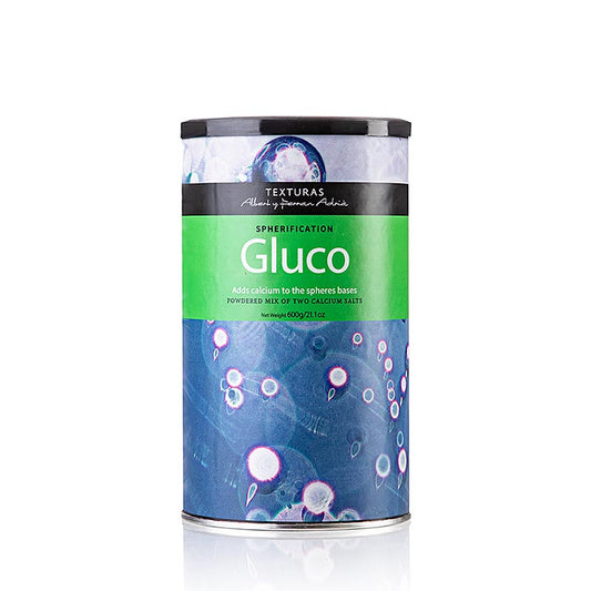 Gluco (Calciumglukonat und -lactat), Texturas Ferran Adrià, E 578, E 327, 600 g - Hohe Calciumkonzentration, ideal für umgekehrte Sferificacion, geschmacksneutral, einfach zu lösen, arbeitet mit säure-, alkohol- und fetthaltigen Zutaten