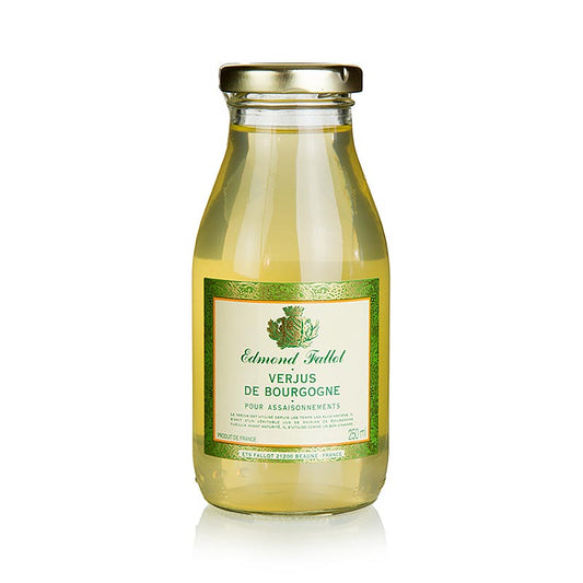 Verjus (Essig) aus dem Burgund, Fallot, 250 ml - Hochwertiger Essig aus unreifen Trauben, perfekt zum Verfeinern von Saucen, Marinaden und Dressings in der französischen Küche