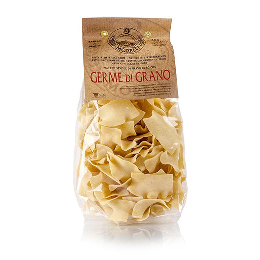 Morelli 1860 Straccetti, Germe di Grano, mit Weizenkeimen, al Bronzo, 250 g - Lang gezogene Nudeln aus Weizenkeimmehl, perfekt für Restaurants, kleben nicht zusammen, unregelmäßiges Format für hausgemachten Look, ideal für leichte Soßen