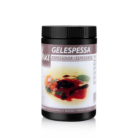 GelEspessa, Verdickungsmittel (auch Stabilisator für Sorbets), E 415, 500 g: Xanthanhaltiges Verdickungsmittel für Saucen, Coulis, Suppen und Sorbets, das bei mindestens 80% Wasseranteil eingesetzt werden kann, sowohl kalt als auch warm aufgeschlagen
