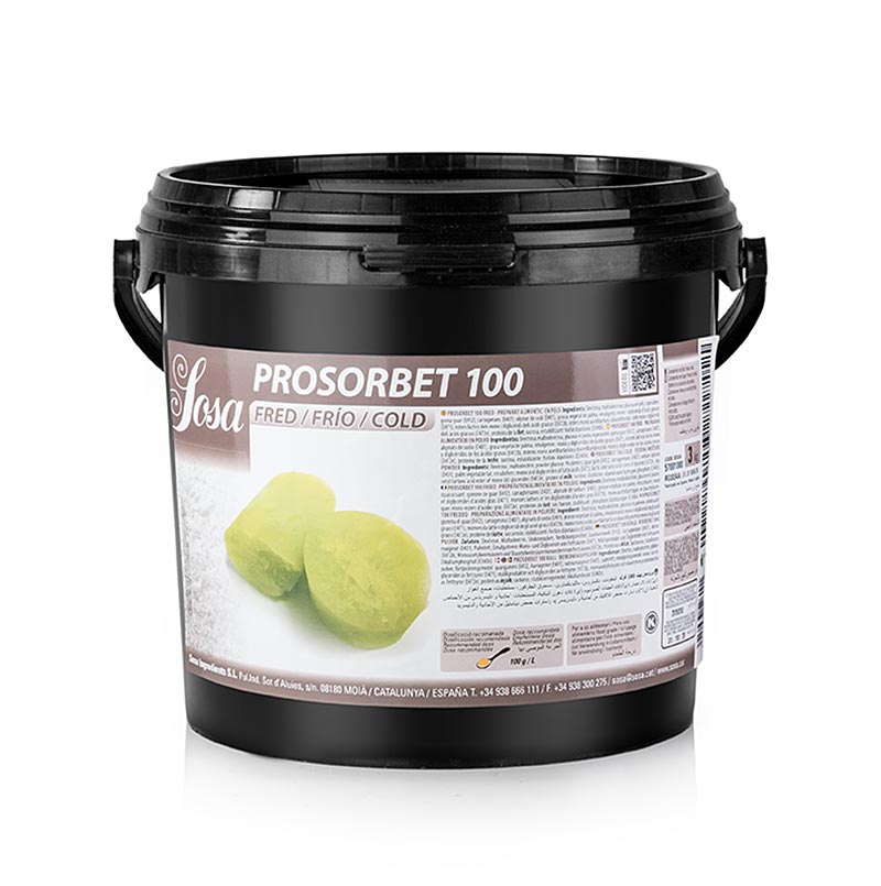 Pro Sorbet 100 kalt, Stabilisator für Sorbet, 3 kg - Produkt zur Herstellung von stabilen Sorbets und kalten Suppen, Dosierung 100g/Liter, optimales Ergebnis nach 24 Stunden im Tiefkühler bei -20°C