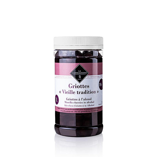 Griottes - griottes, à l'eau-de-vie de cerise, sans noyau ni queue, 15% vol, 1 kg